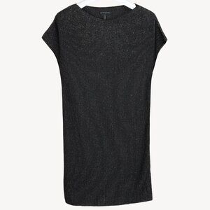 Sarah Pacini Black Metallic Knit Cap-Sleeve Tunic